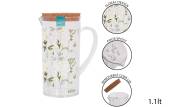 Plastic daisy print pitcher with cork lid (1.1ltr)*