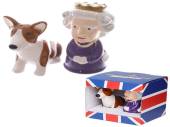  Ceramic Queen and Corgi salt and pepper set.LAST FEW REDUCED TO &pound;1.50...
