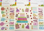 Craft birthday stickers - 3asstd*