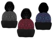 Childs thermal knitted pom pom hat - 3/cols.