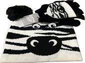 Childs zebra hat & gloves set (one size)
