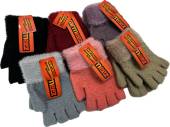 Girls fingerless gloves with fur cuff - 6/cols.