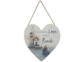20cm wood heart shaped beach plaque.