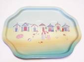 Beach hut metal tray (33x27cm)