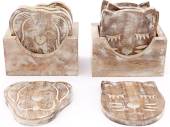 Set 4, wooden cat/dog coasters.