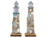 20cm blue wooden light house decoration - 2asstd.