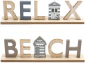 Standing relax/beach wooden plaque L38cm - 2assd*