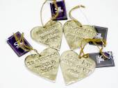 9cm metal hanging worded heart - 4asstd*