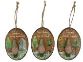 10cm wood gnome plaque - 3asstd*