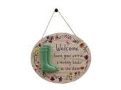 20cm oval wooden hanging wellies welcome plaque*