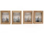 12cm pebble boat beach framed wall plaque - 4asstd*