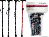 Printed aluminium folding walking stick - 4/cols*