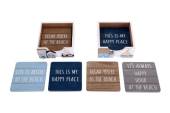 Set 4, wood beach coasters in box - 2asstd.