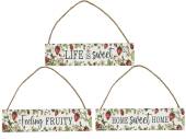 Wooden strawberry plaque - 3asstd*    (26x5cm)