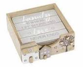 Set 4, wooden house coasters.