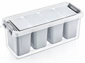 4x compartment storage box, 3.5l (14x36x9cm)*  (USE 02 1066)