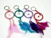Mini feather 2" dreamcatcher keyring - 4/cols.