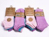 Ladies pastel colour bamboo trainer socks.
(3pkt x4)