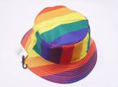 Polyester rainbow bucket hat.
(one size)