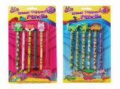 Pkt 6 asstd eraser topped pencils*