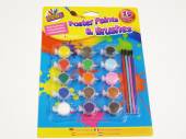 19pc poster paint paints & brush set*