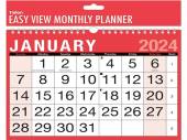 2025, red & black easy view monthly planner.