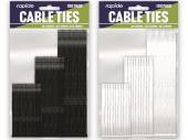 Pack 100, 3asstd sizes cable ties - 2/cols*