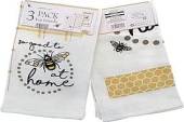 Pack 3, asstd bee design cotton tea towels.