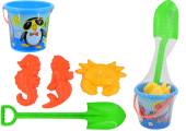 5pc blue picture bucket beach set*