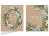 Box 10, square wreath/foilage Christmas cards.