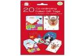 Pack 20, foiled gift tags with cord* Pack 20, foiled gift tags with cord*
