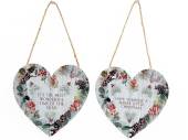 Christmas heart wreath hanging plaque H14cm - 2asstd.