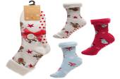 Ladies Christmas bed socks with gripper - 3asstd. Ladies Christmas bed socks with gripper - 3asstd.