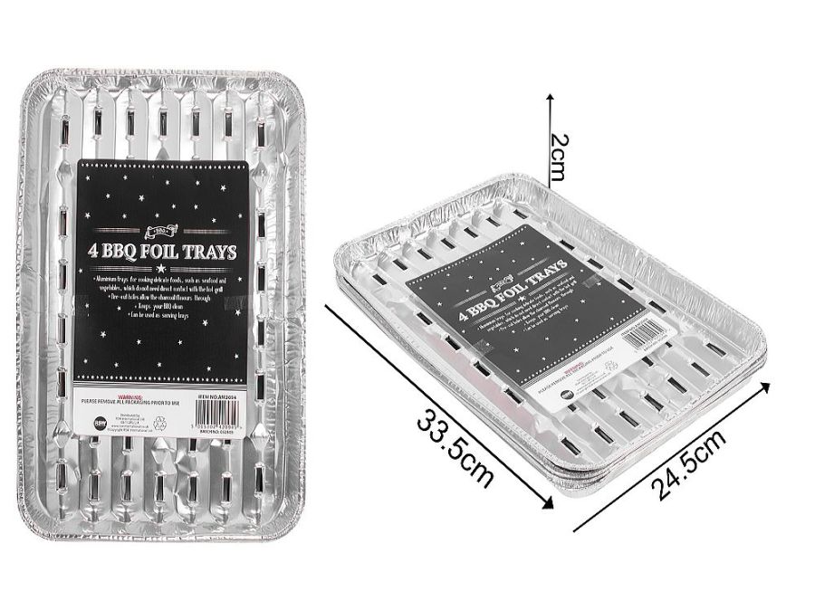 Pack 4, disposable foil bbq trays*