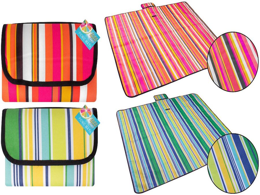 Striped polyester picnic mat
(145x130cm) - 2/cols.