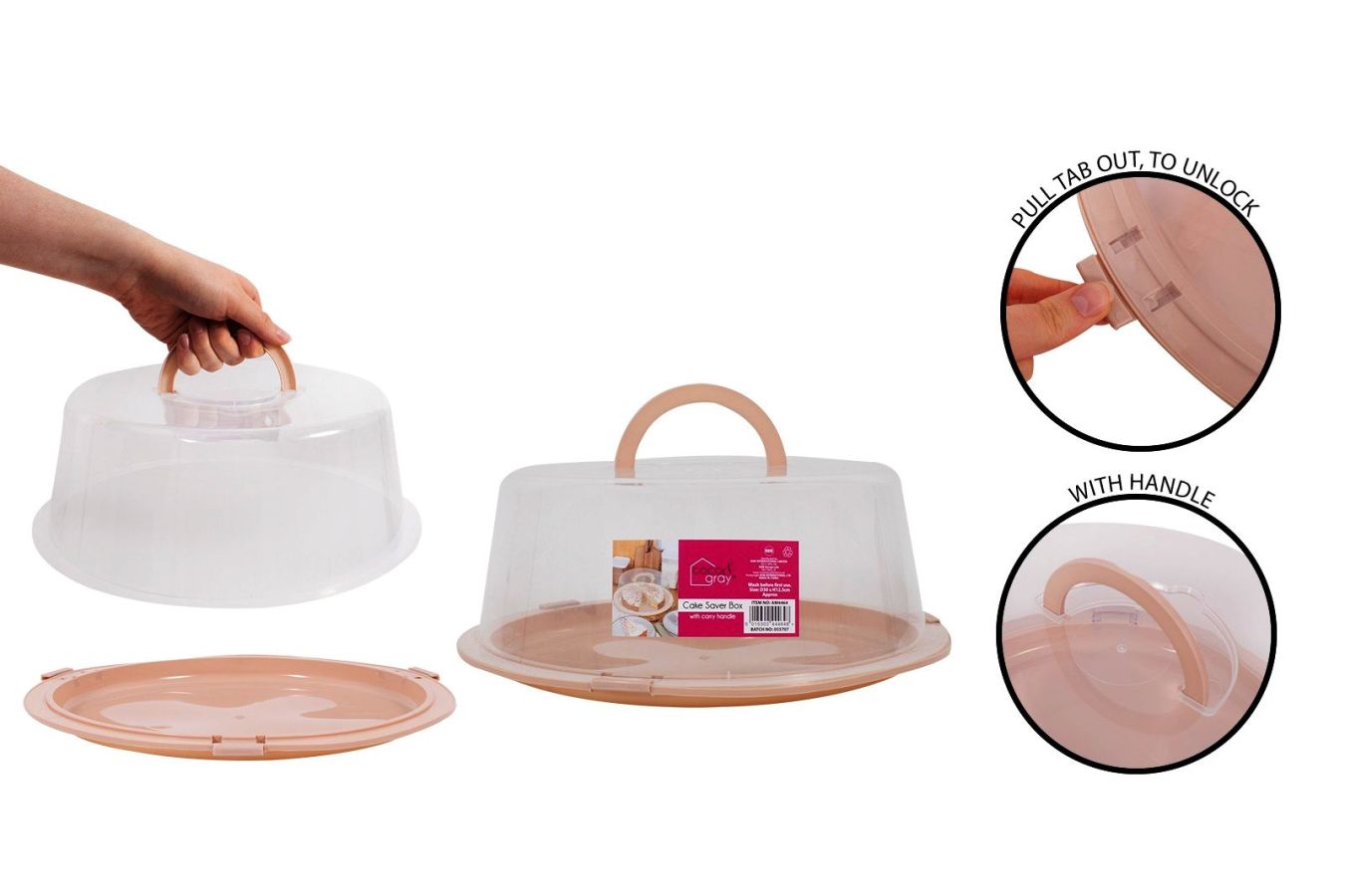 Round plastic cake box*
(D30 x H12.5cm)  AM6675