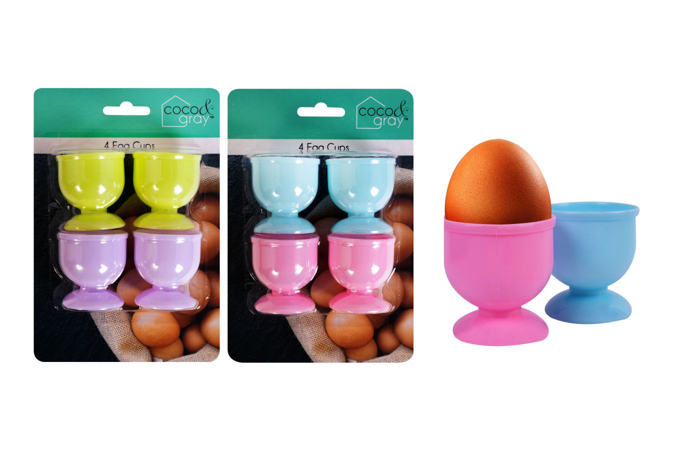 Pack 4, plastic egg cups - 2asstd*