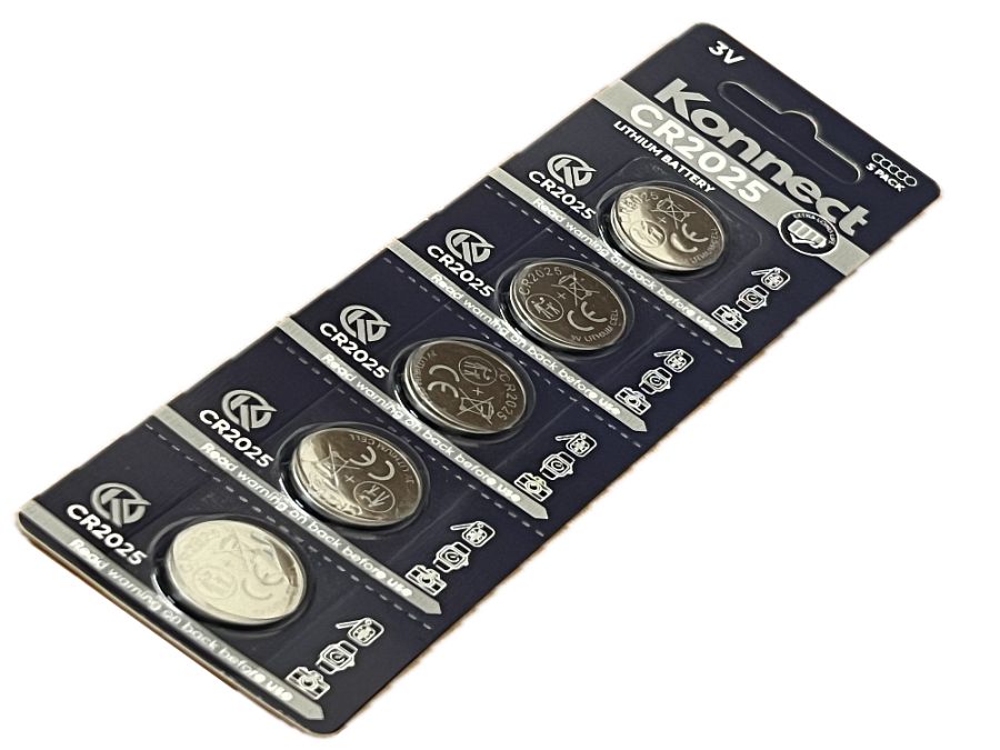 Pack 5, Konnect CR2025 batteries.
