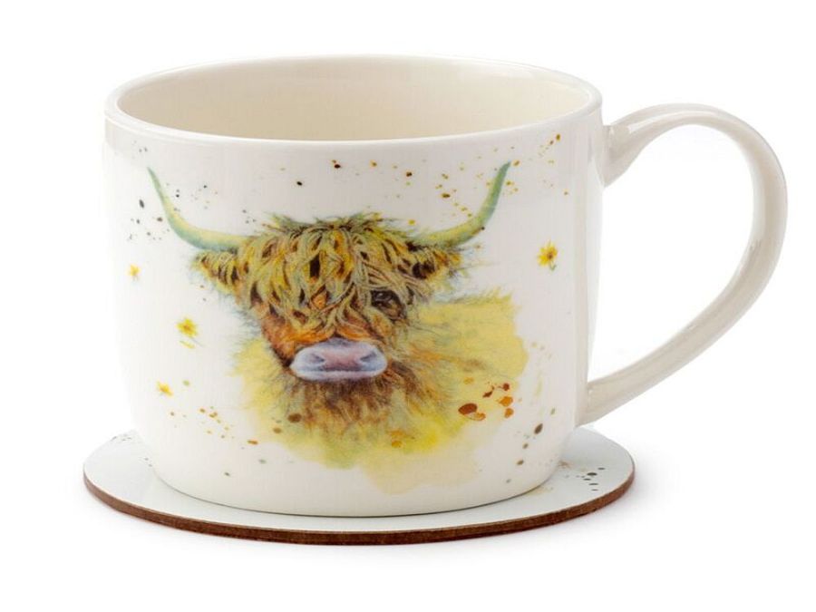 Boxed highland coo mug and coaster set*