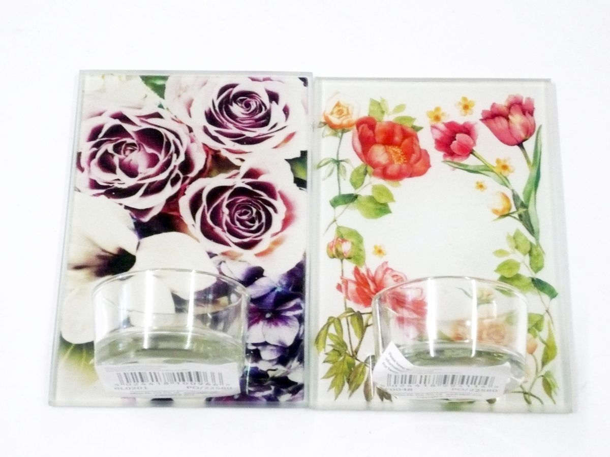 Glass tea light holder, H12cm - 4asstd*