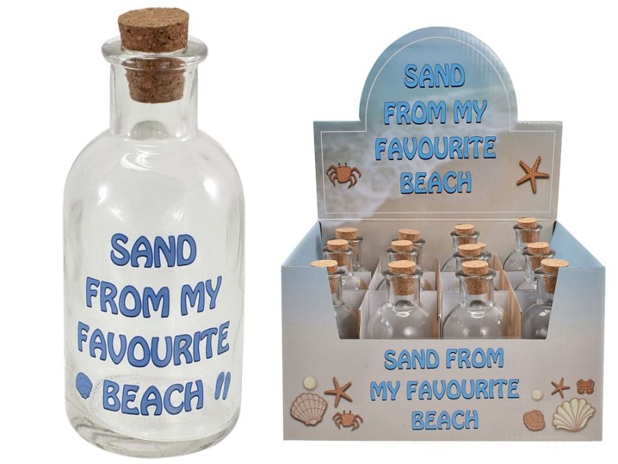 11cm sand from beach glass bottle with cork
(ADD 12 for display box)