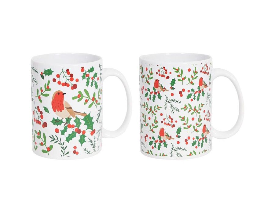 Christmas robin china mugs - 2asstd*
