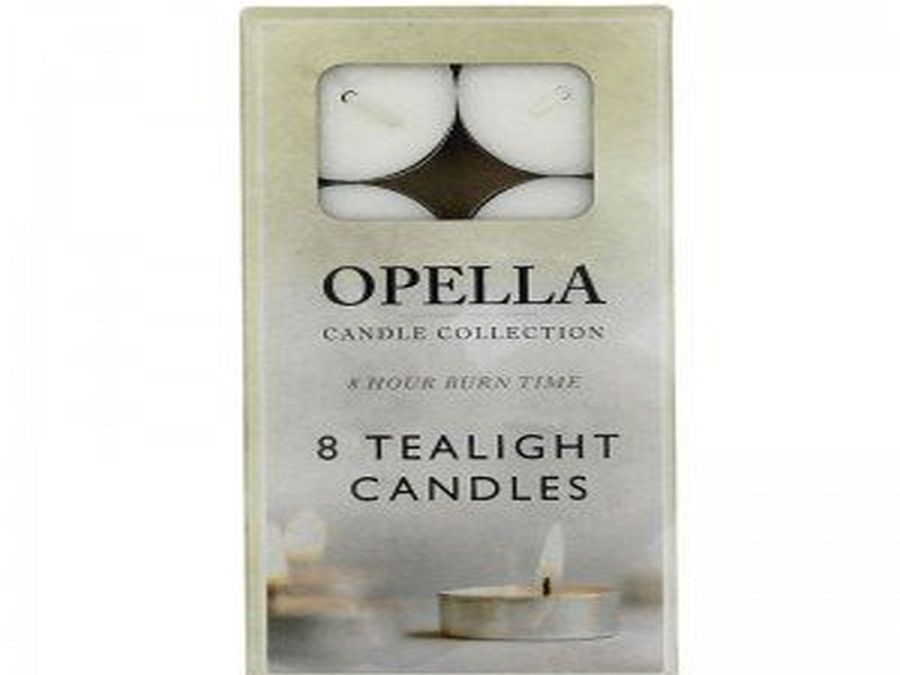Pack 8, white (8hr burn) tealight candles*
USE CN643