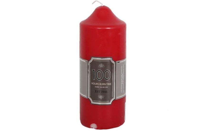 Red 100hr burn pillar candle H16cm*