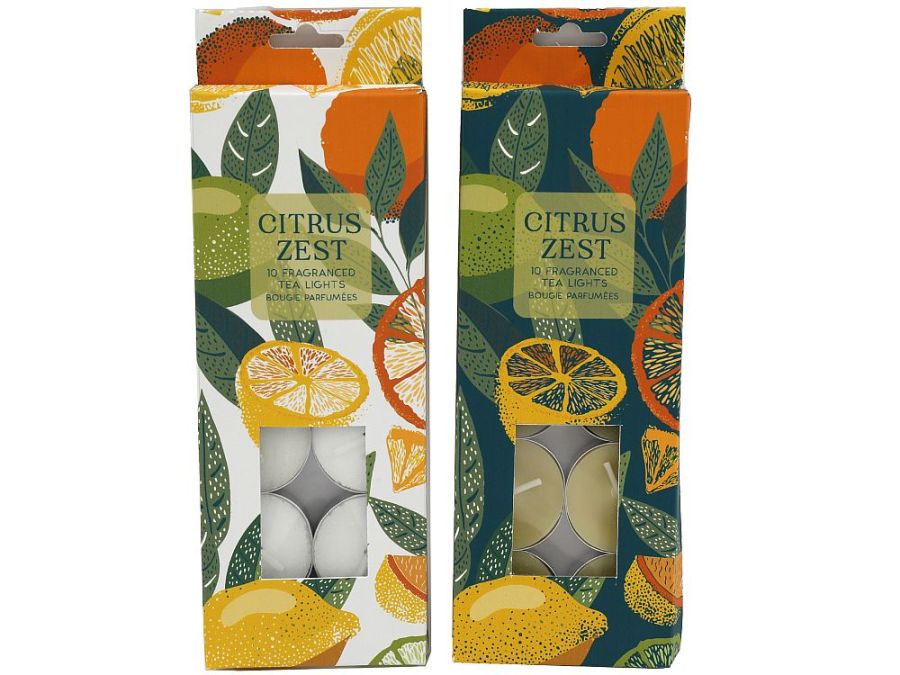 Box 10, Citrus Zest fragranced tea lights - 2asstd*