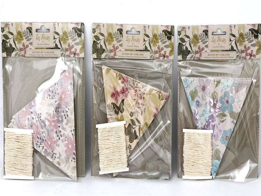 Les Fleurs 5m 12flag bunting set - 3asstd*