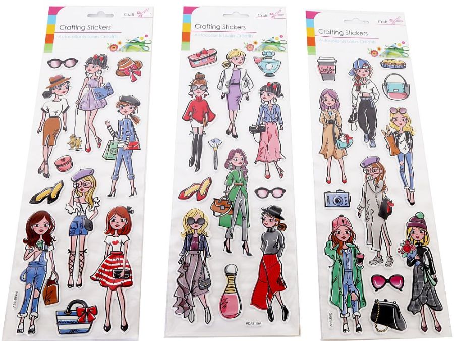 City girl crafting stickers - 3asstd*