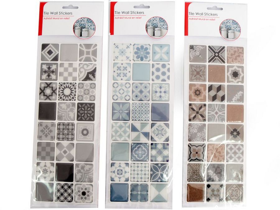 24pc tile wall stickers - 3asstd*