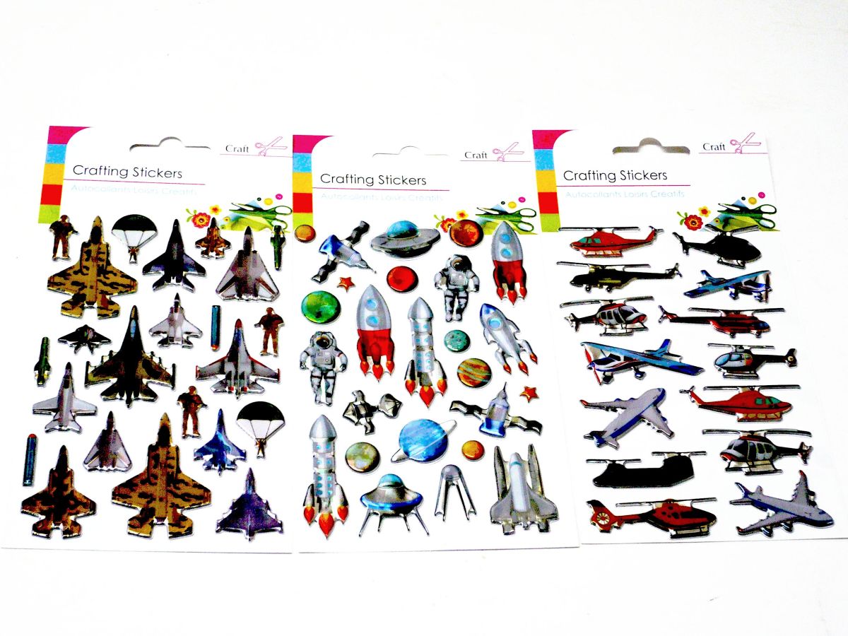 Space/aircraft craft sickers - 3asstd*