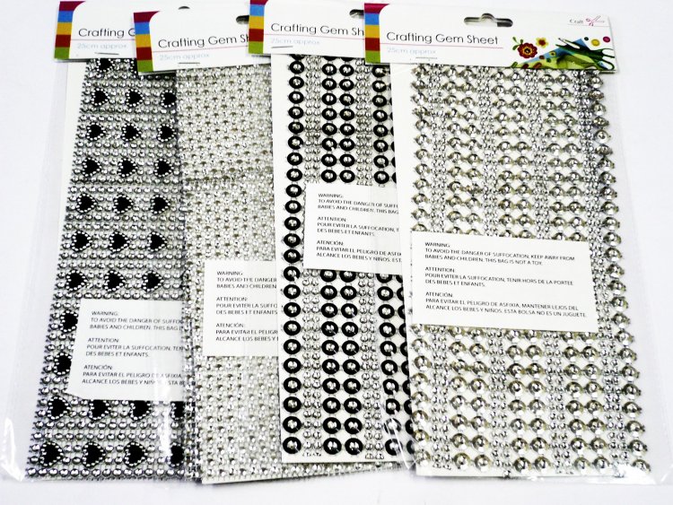 25cm, black/clear crafting gem sheet - 6asstd*